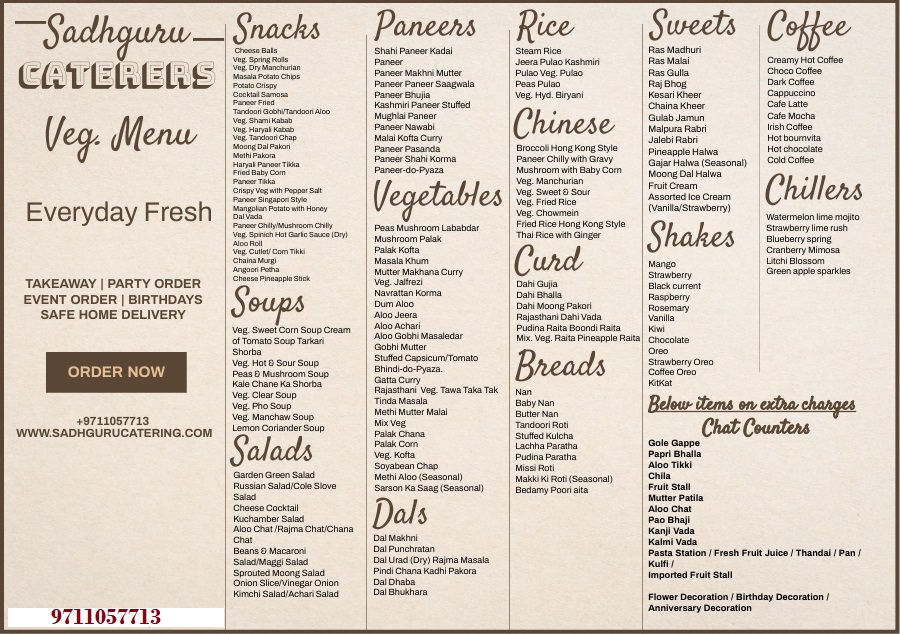 sadhguru catering services in ghaziabad food menu
