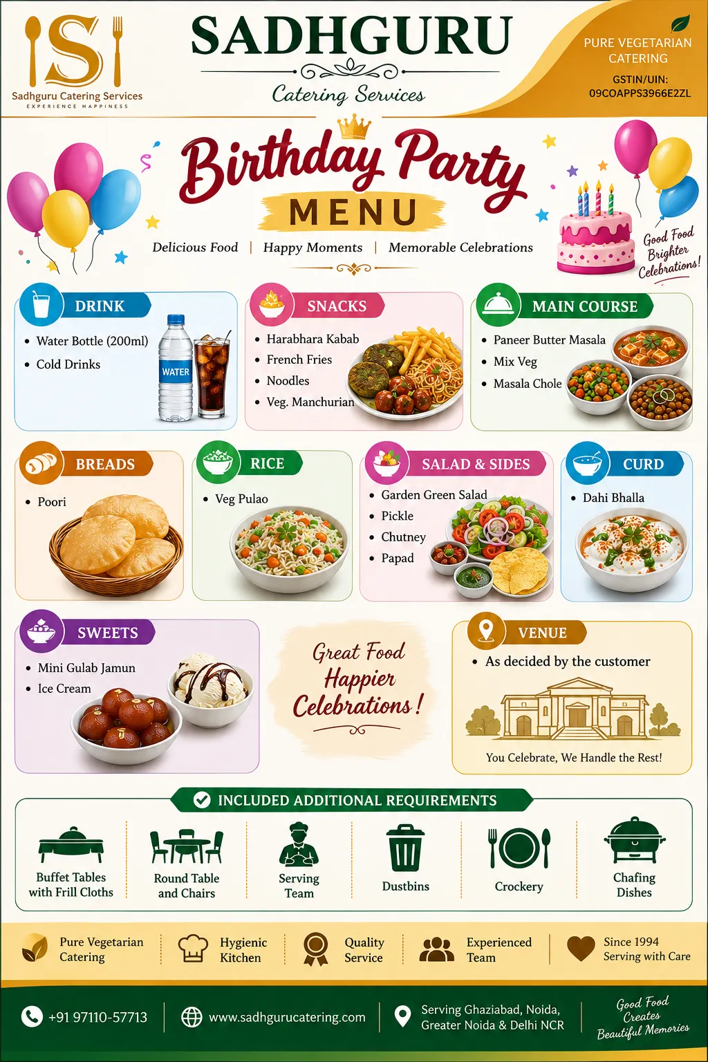 Birthday Party Menu